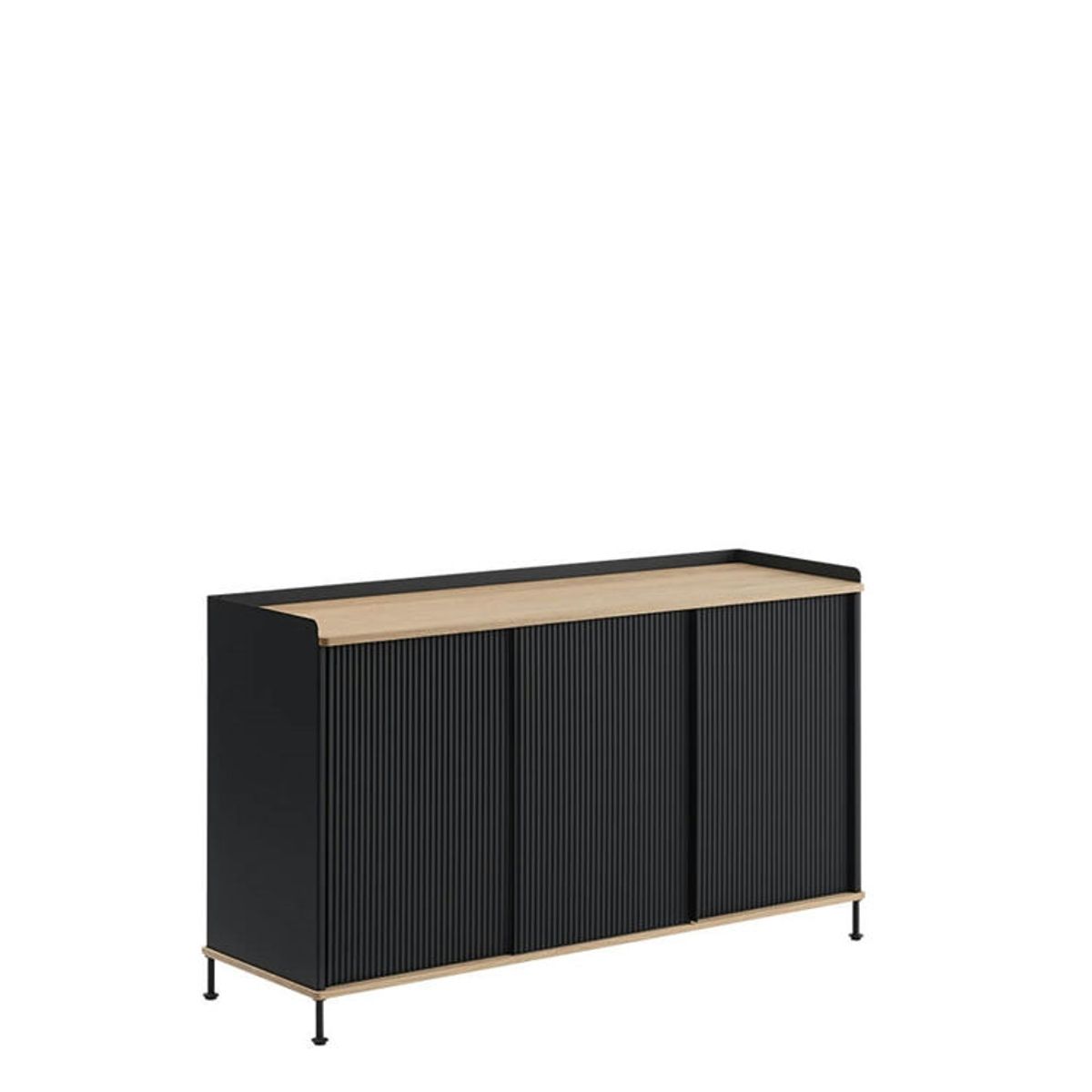 Muuto Enfold Sidebord - 148x45 - Sort/Antracit Sort Oiled Oak/Anthracite Black