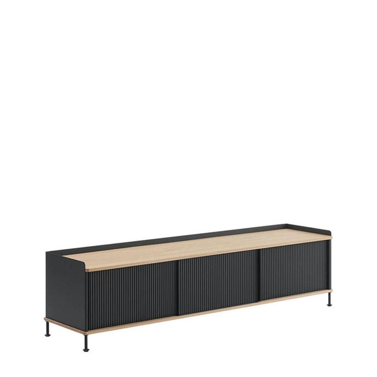 Muuto Enfold Sidebord - 186x45 - Sort/Antracit Sort Oiled Oak/Anthracite Black