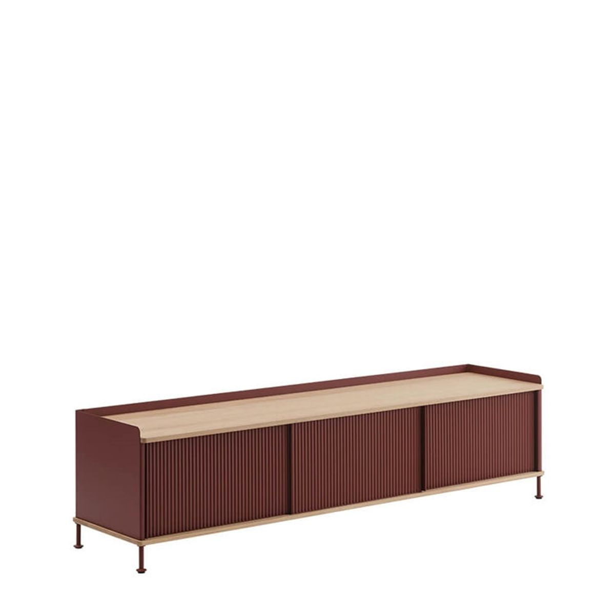 Muuto Enfold Sidebord - 186x45 - Sort/Antracit Sort Oiled Oak/Deep Red