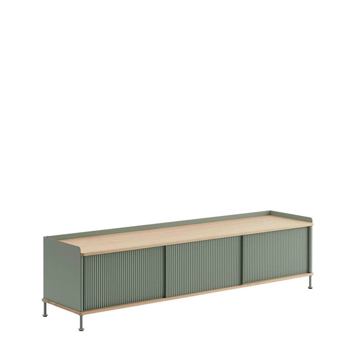 Muuto Enfold Sidebord - 186x45 - Sort/Antracit Sort Oiled Oak/Dusty Green