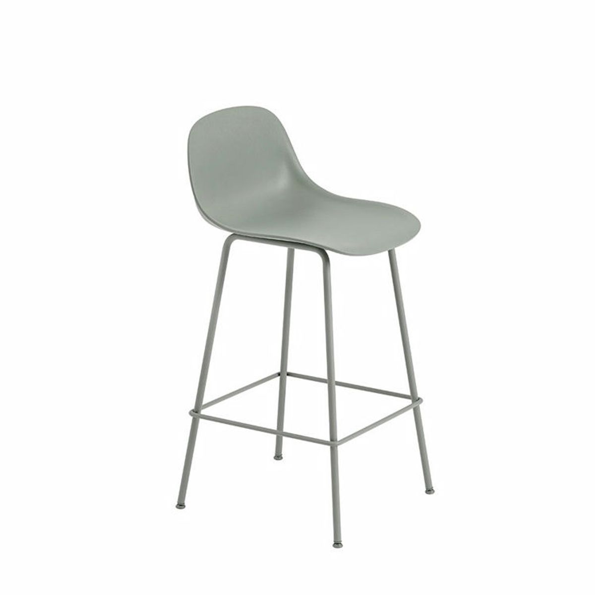 Muuto Fiber Barstol Stål Dusty Green Ryglæn | Muuto Variant: 65 cm