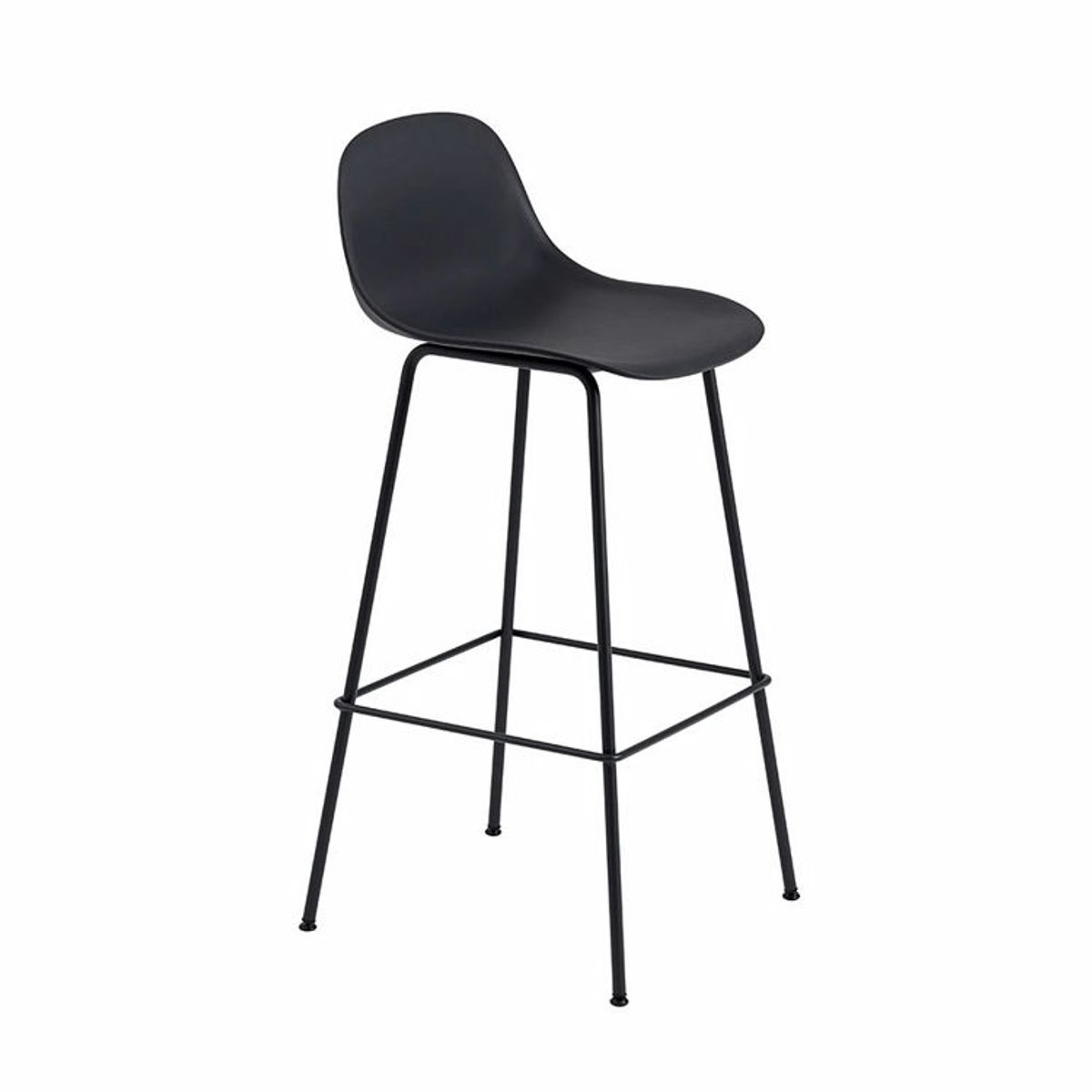 Muuto Fiber Barstol Stål Sort Ryglæn | Muuto Variant: 75 cm