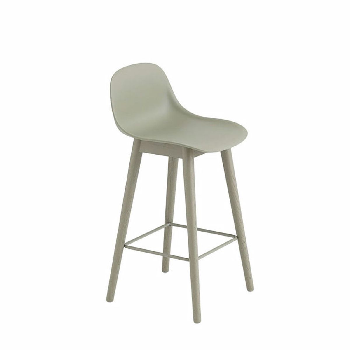 Muuto Fiber Barstol Træ Dusty Green Ryglæn | Muuto Variant: 75 cm