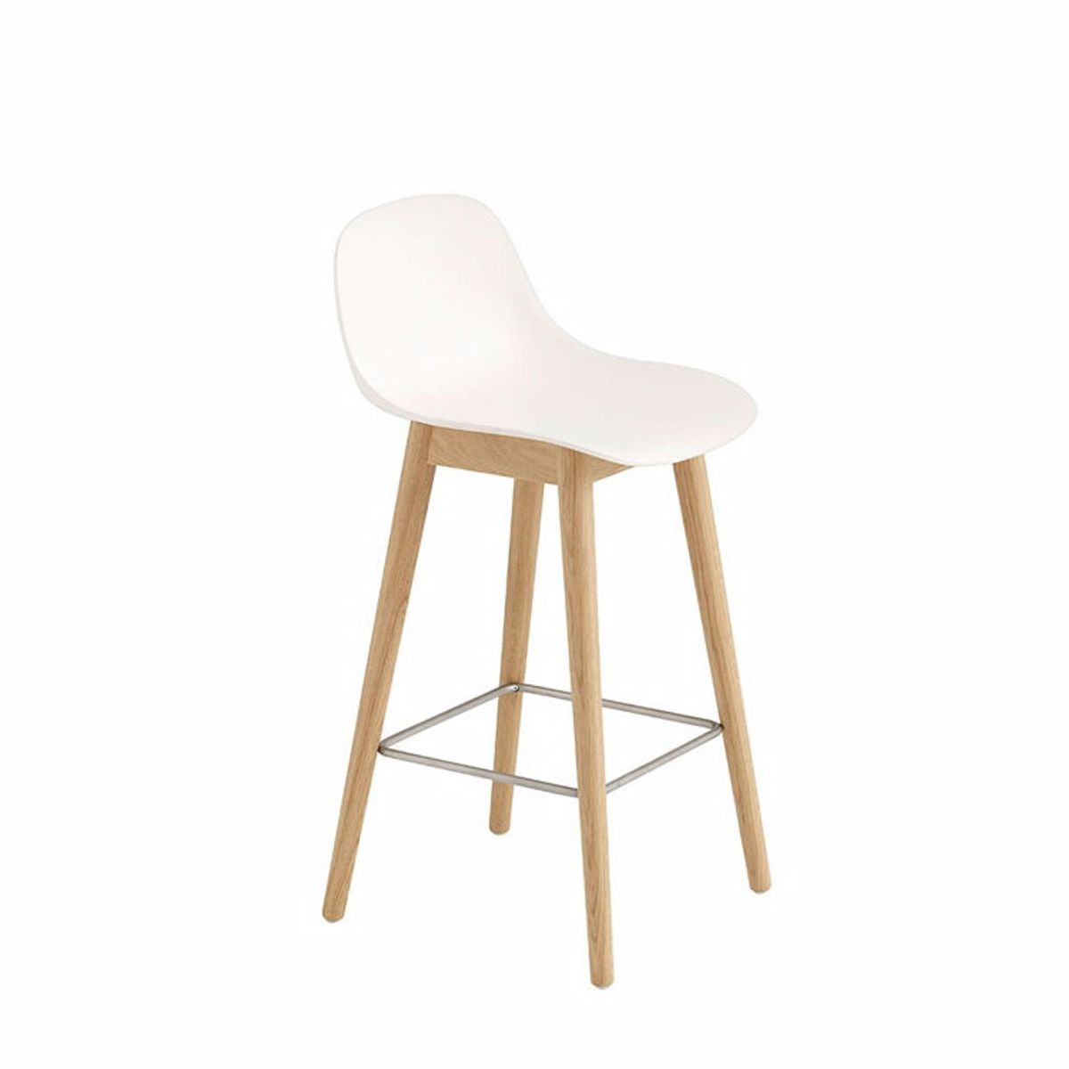 Muuto Fiber Barstol Træ Hvid Ryglæn | Muuto Variant: 65 cm