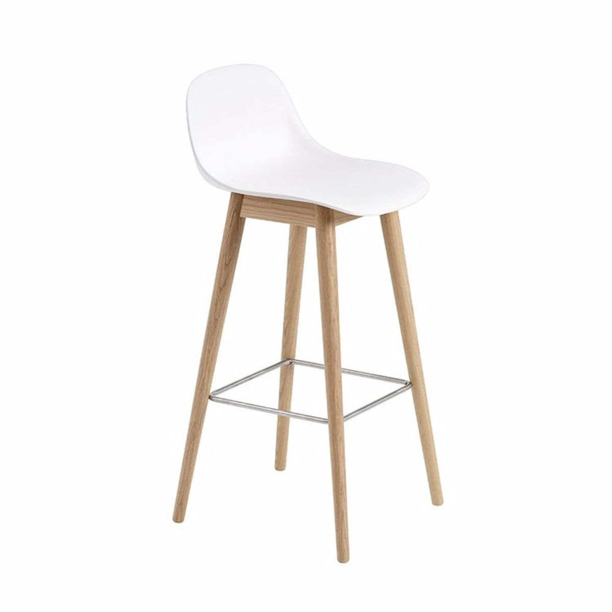 Muuto Fiber Barstol Træ Hvid Ryglæn | Muuto Variant: 75 cm