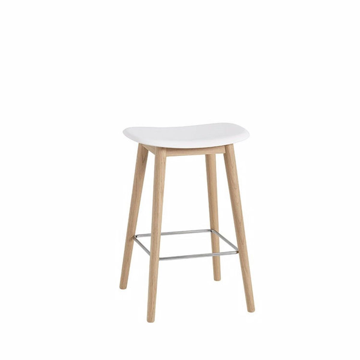 Muuto Fiber Barstol Træ Hvid Uden Ryglæn | Muuto Variant: 65 cm