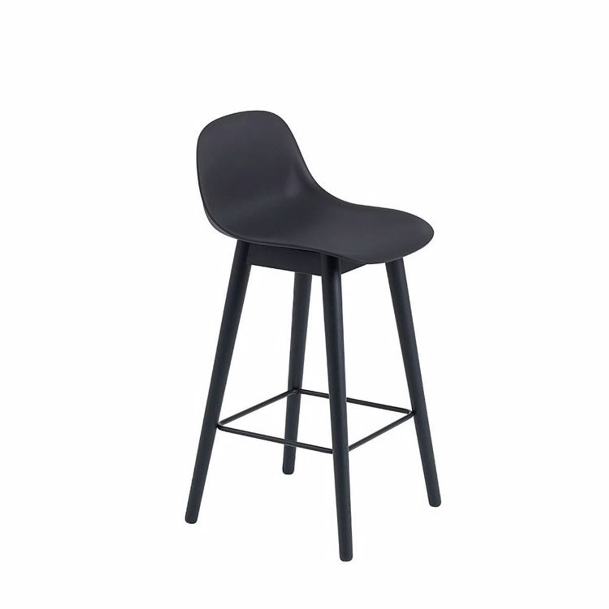 Muuto Fiber Barstol Træ Sort Ryglæn | Muuto Variant: 65 cm