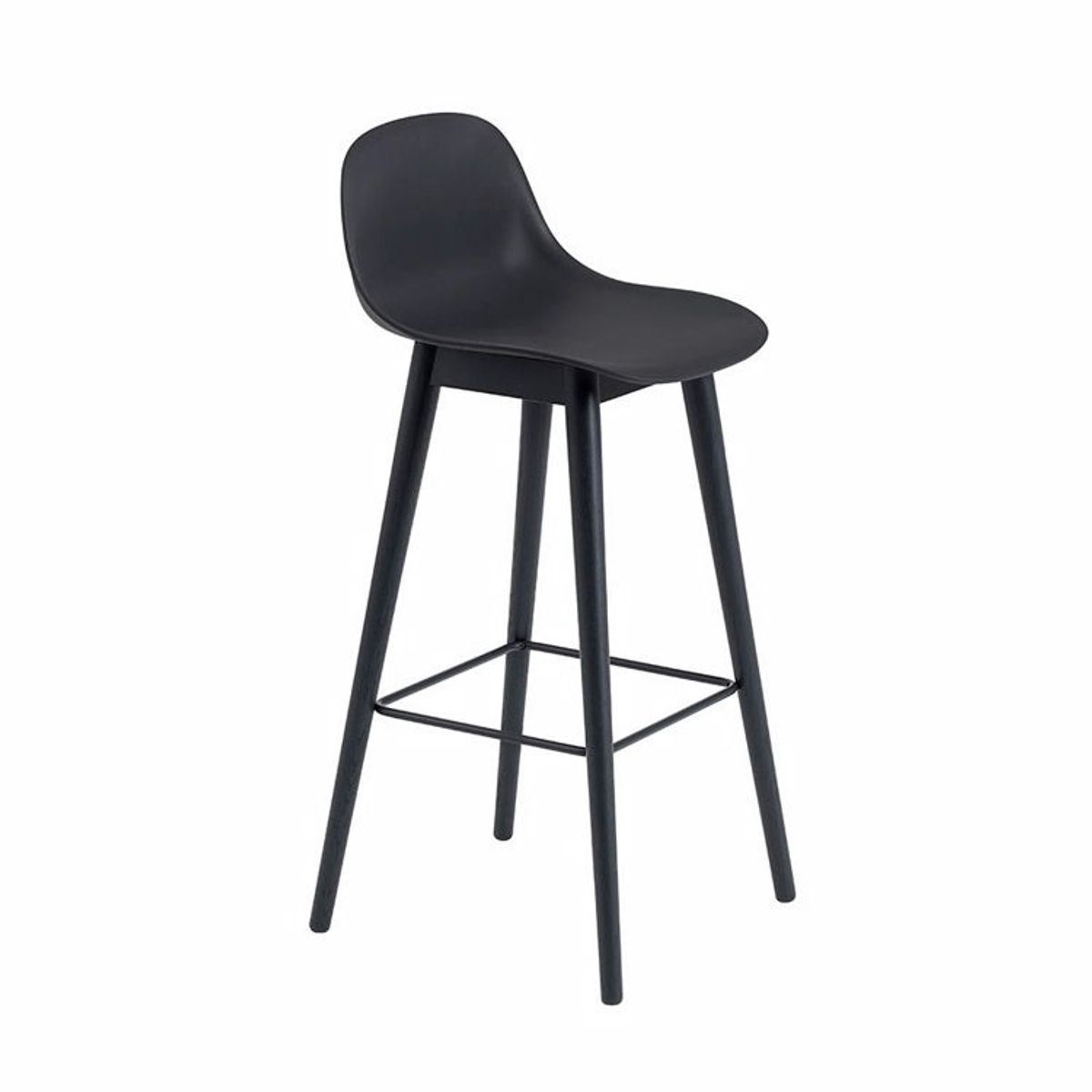 Muuto Fiber Barstol Træ Sort Ryglæn | Muuto Variant: 75 cm