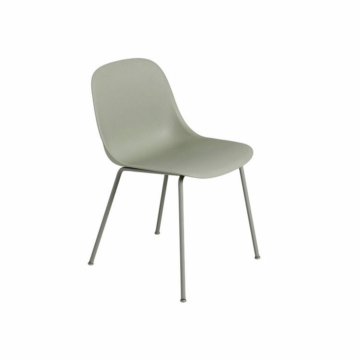 Muuto Fiber Spisebordsstol Stål Uden Armlæn Dusty Green