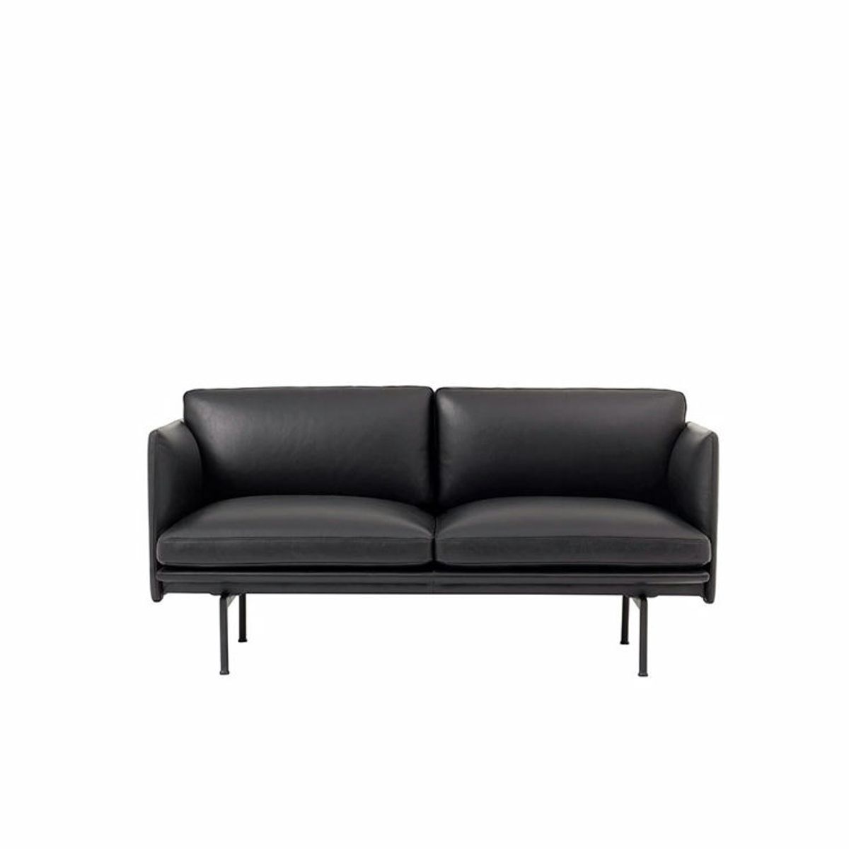 Muuto Outline 2 Personers Sofa Sort Refine Læder