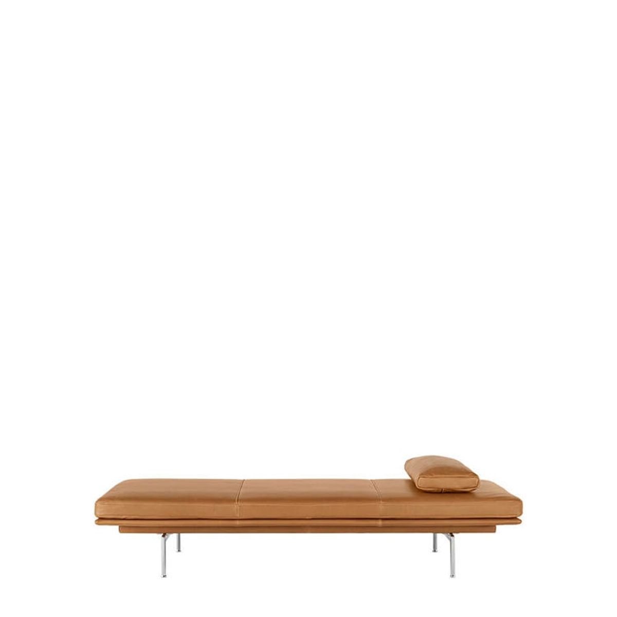 Muuto Outline Daybed Inkl. Pude - Hallingdal 376 Refine Leather Cognac/Polished Aluminum