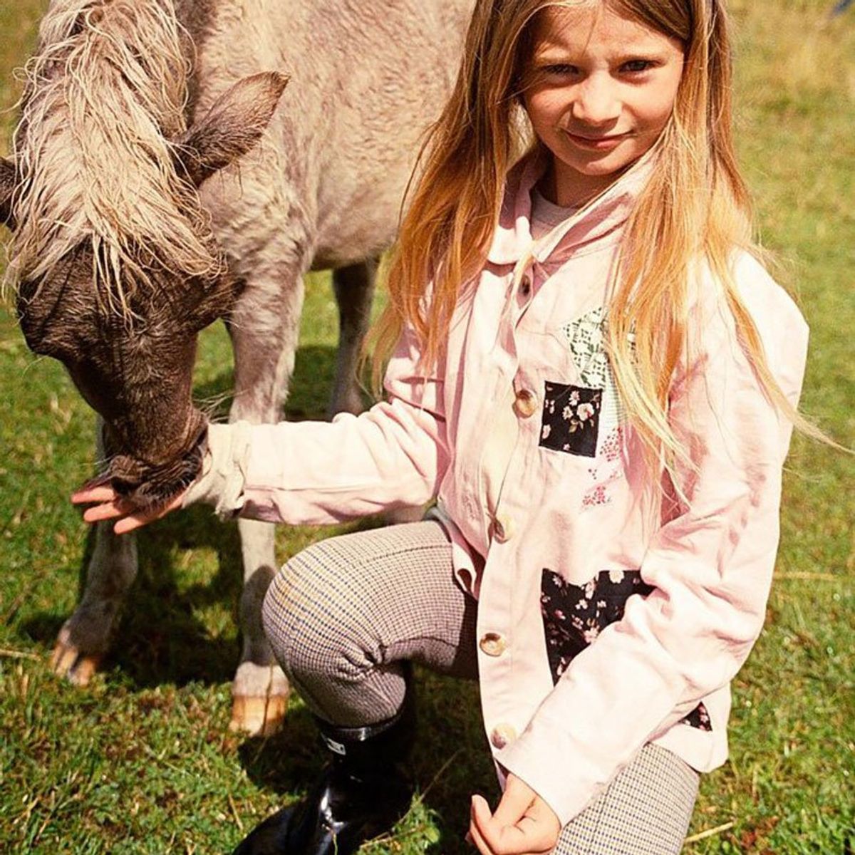 MY Mini Organic Cotton Jacket w. rose patches - 5-6 år