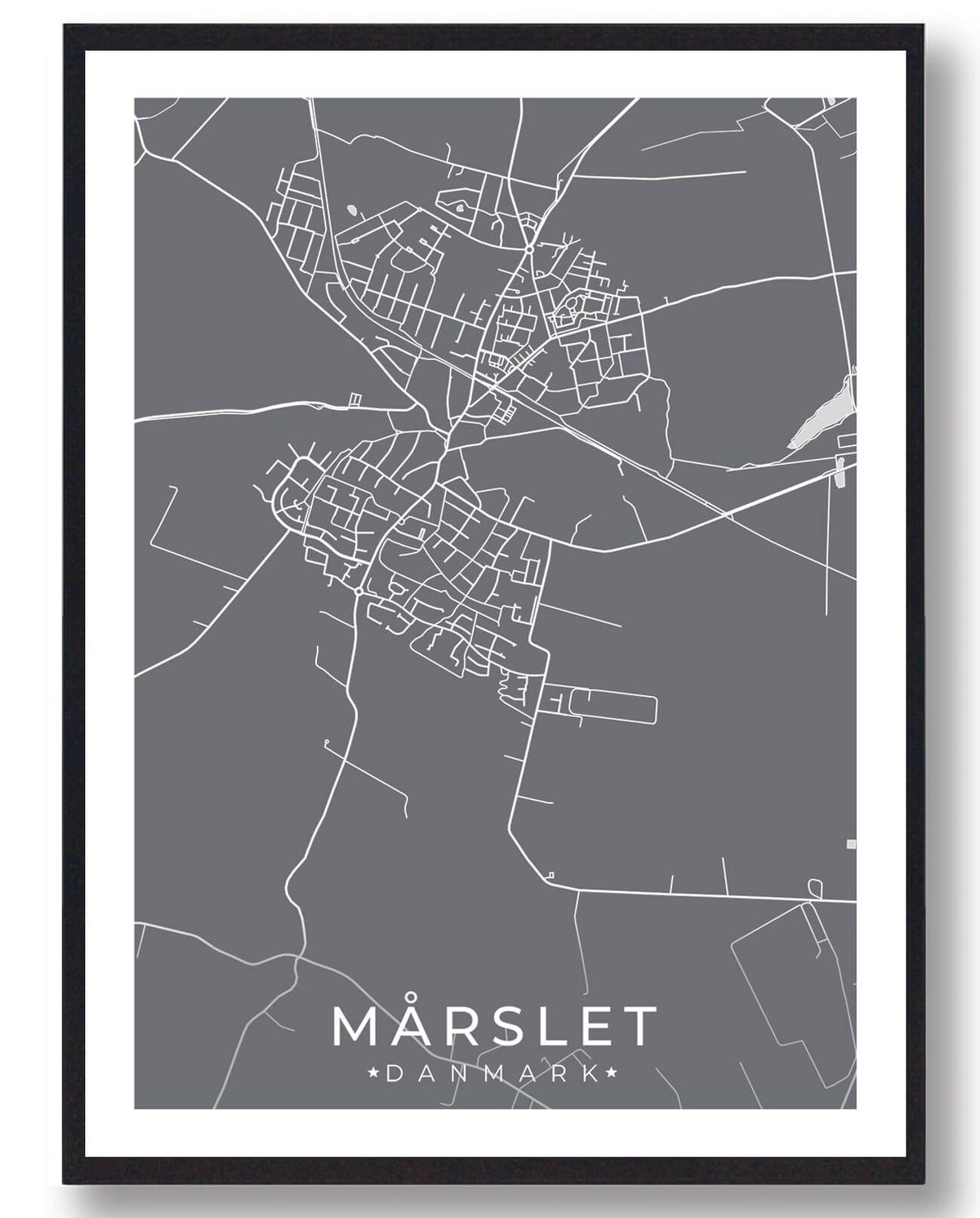 Mårslet by plakat - Grå (Størrelse: L - 50x70cm (B2))