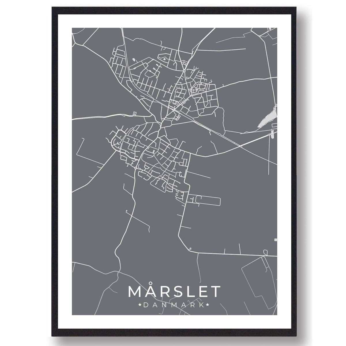 Mårslet by plakat - Grå (Størrelse: S - 21x29,7cm (A4))