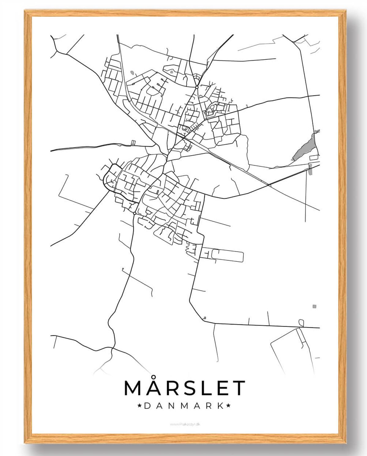 Mårslet by plakat - hvid (Størrelse: L - 50x70cm (B2))