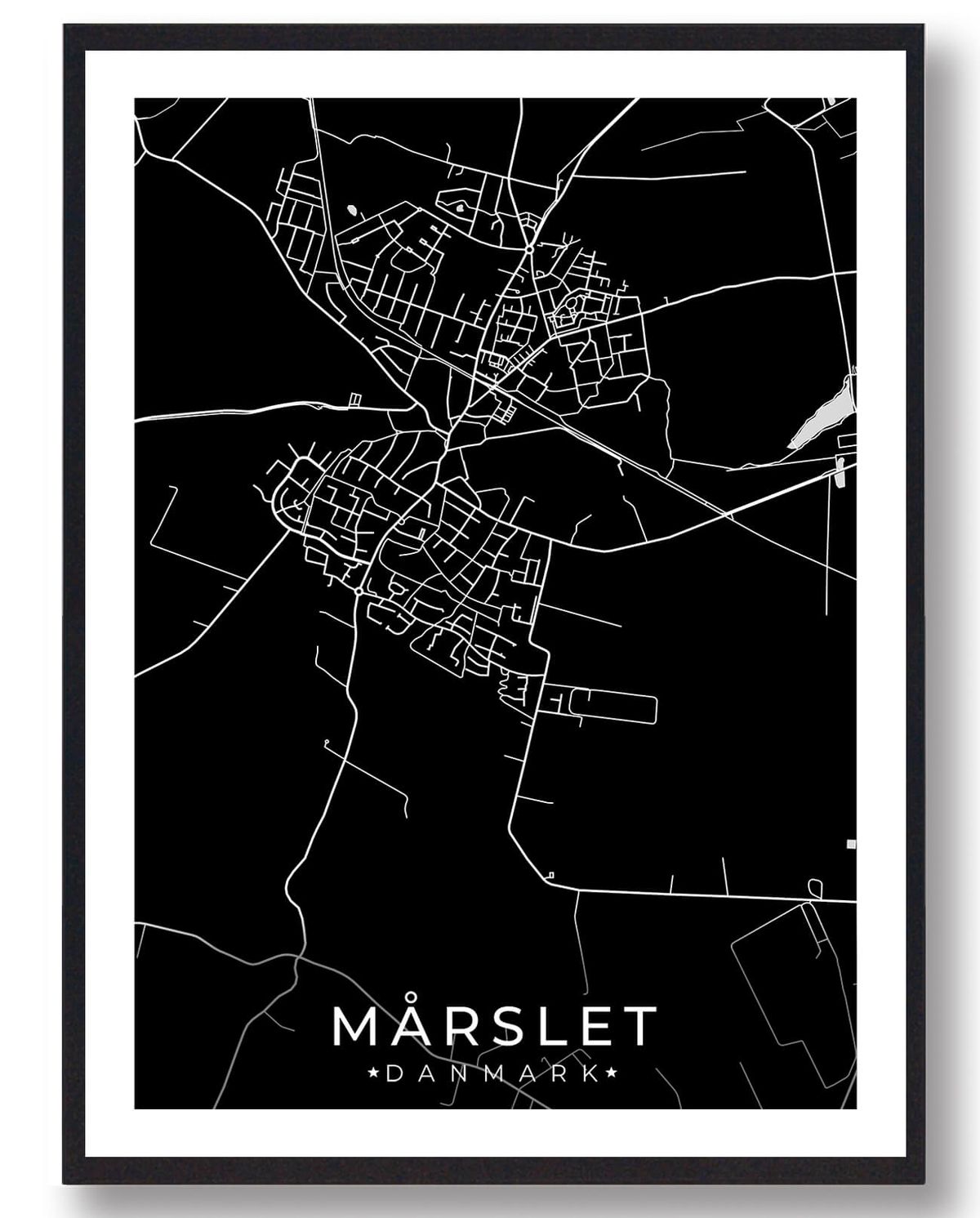 Mårslet by plakat - sort (Størrelse: L - 50x70cm (B2))