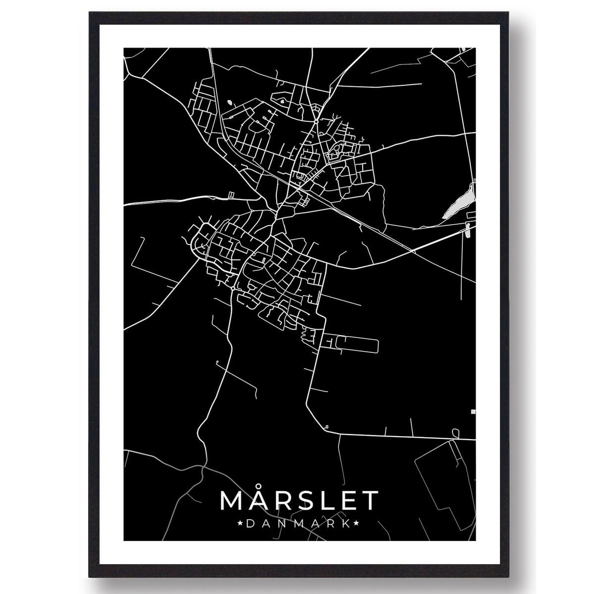 Mårslet by plakat - sort (Størrelse: M - 30x40cm)