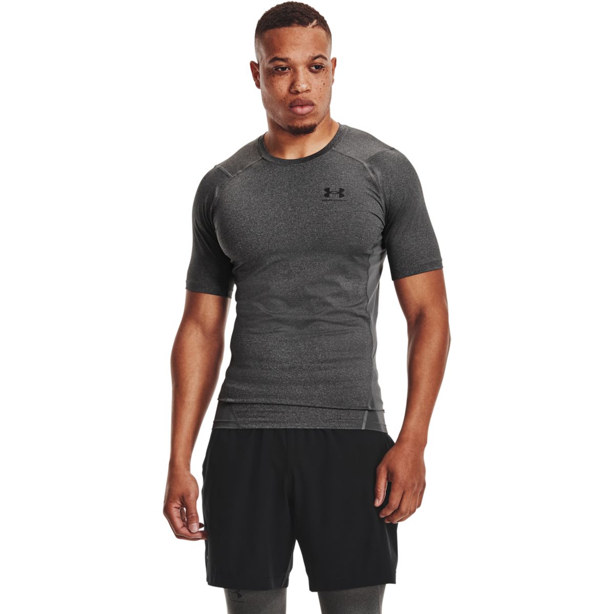 Mænds Under Armour - Compression SS T-shirt - Carbon Heather - Grey 4XL