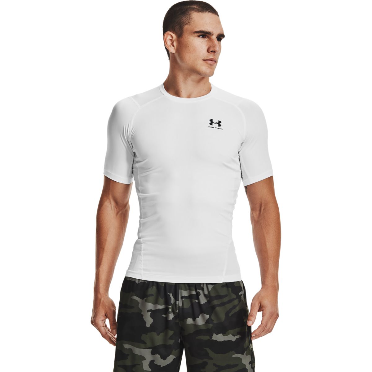 Mænds Under Armour - Compression SS T-shirt - White L