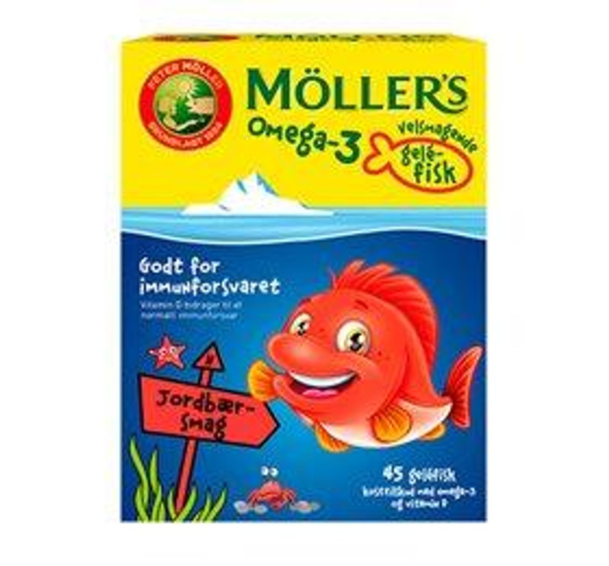 Møllers Omega-3 fisk Jordbær - 45 gum