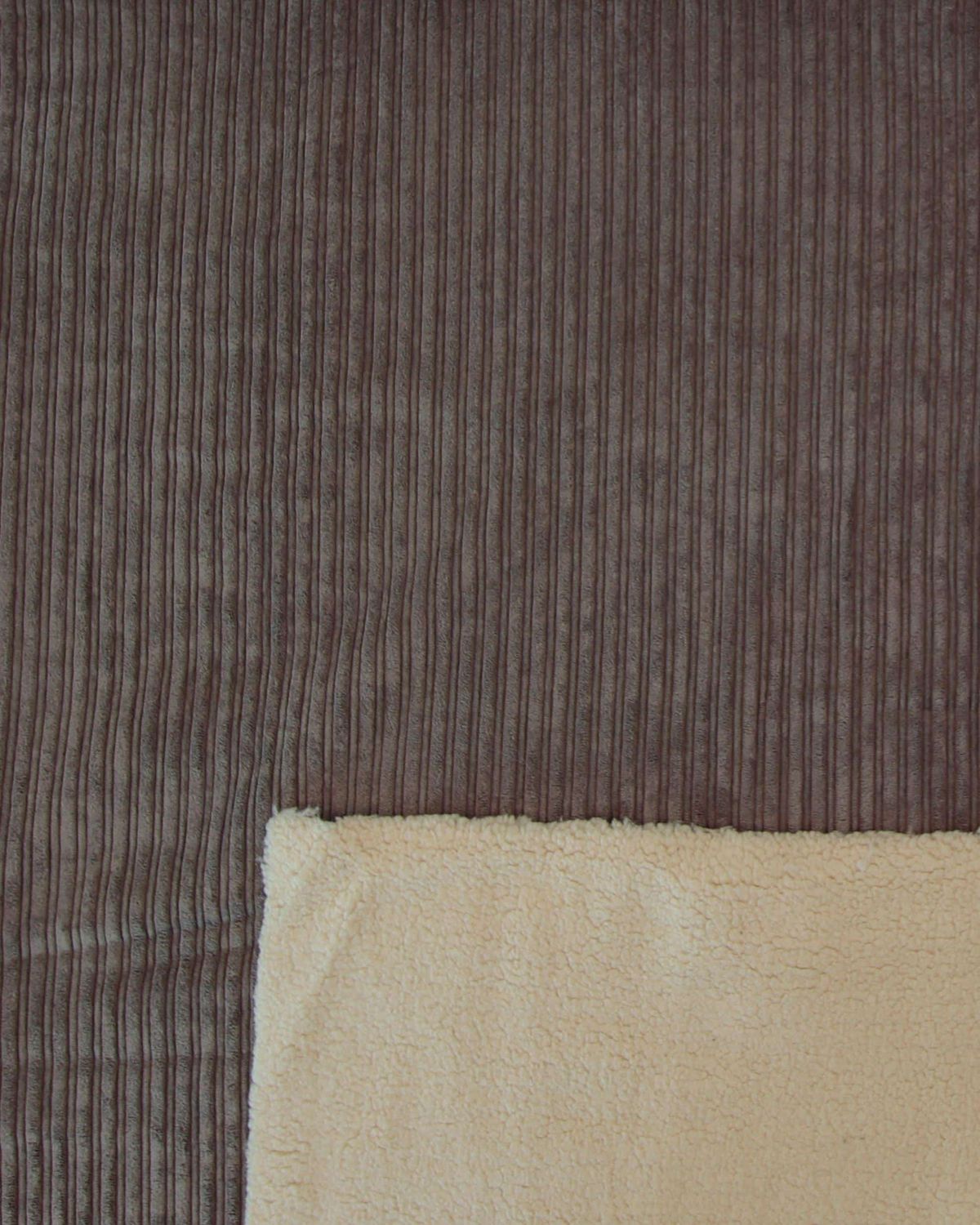 Mørk beige - Bredriflet fløjl/teddybear - 100% Polyester-Micro