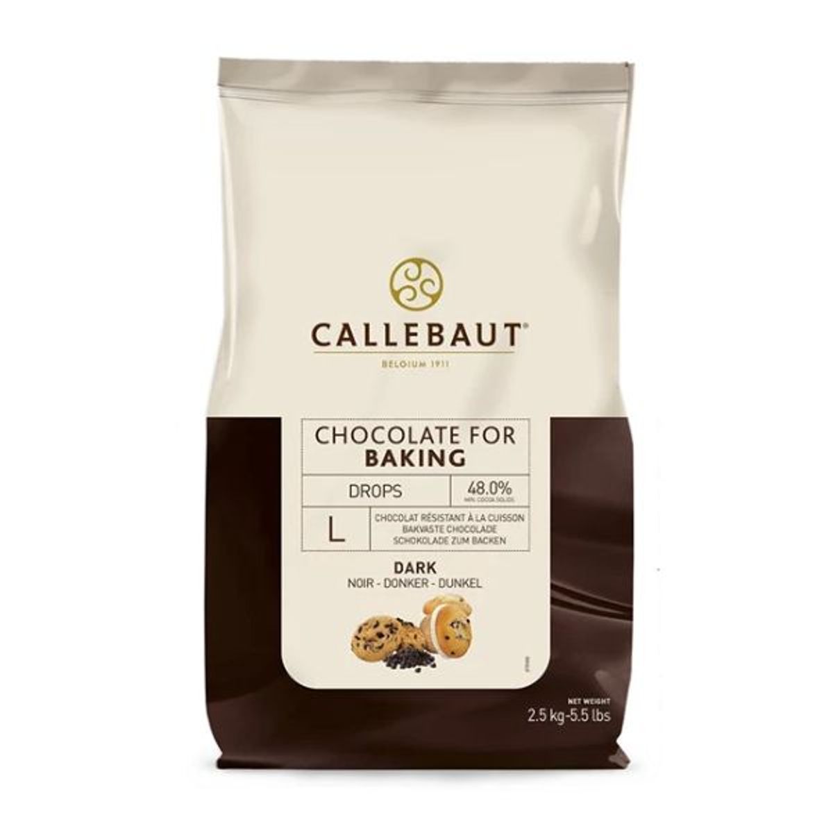 Mørke Bagestabile Chokoladedråber, Størrelse L Barry Callebaut 2,5kg