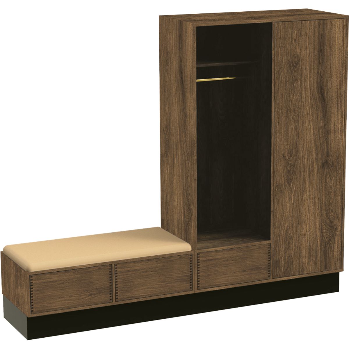 Mørkolieret Just Wood Garderobe - Dybde 60 cm