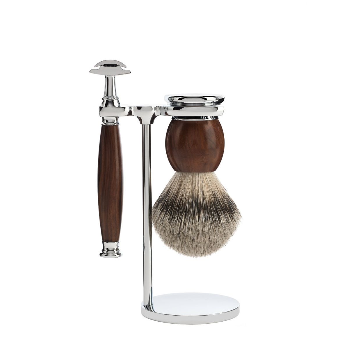 Mühle Barbersæt med DE-skraber, Barberkost og Holder, Sophist, Ironwood