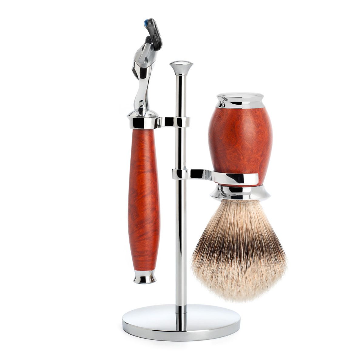 Mühle Barbersæt med skraber, Barberkost og holder, Purist, Briar træ