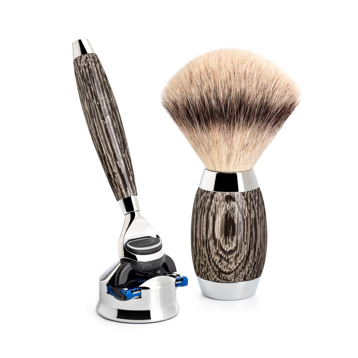 Mühle Edition No. 3, Barbersæt med Fusion Skraber, Silvertip Fibre ® Barberkost og Holder til skraber, Moseeg & Sterling Sølv