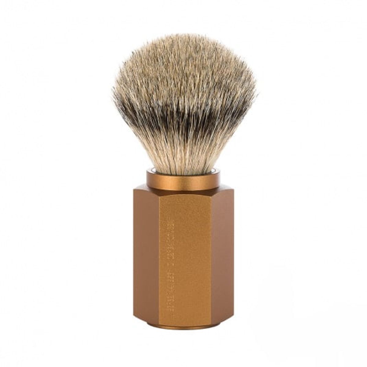 Mühle x Mark Braun Hexagon Silvertip Badger Barberkost, Aluminium Bronze (21 mm)