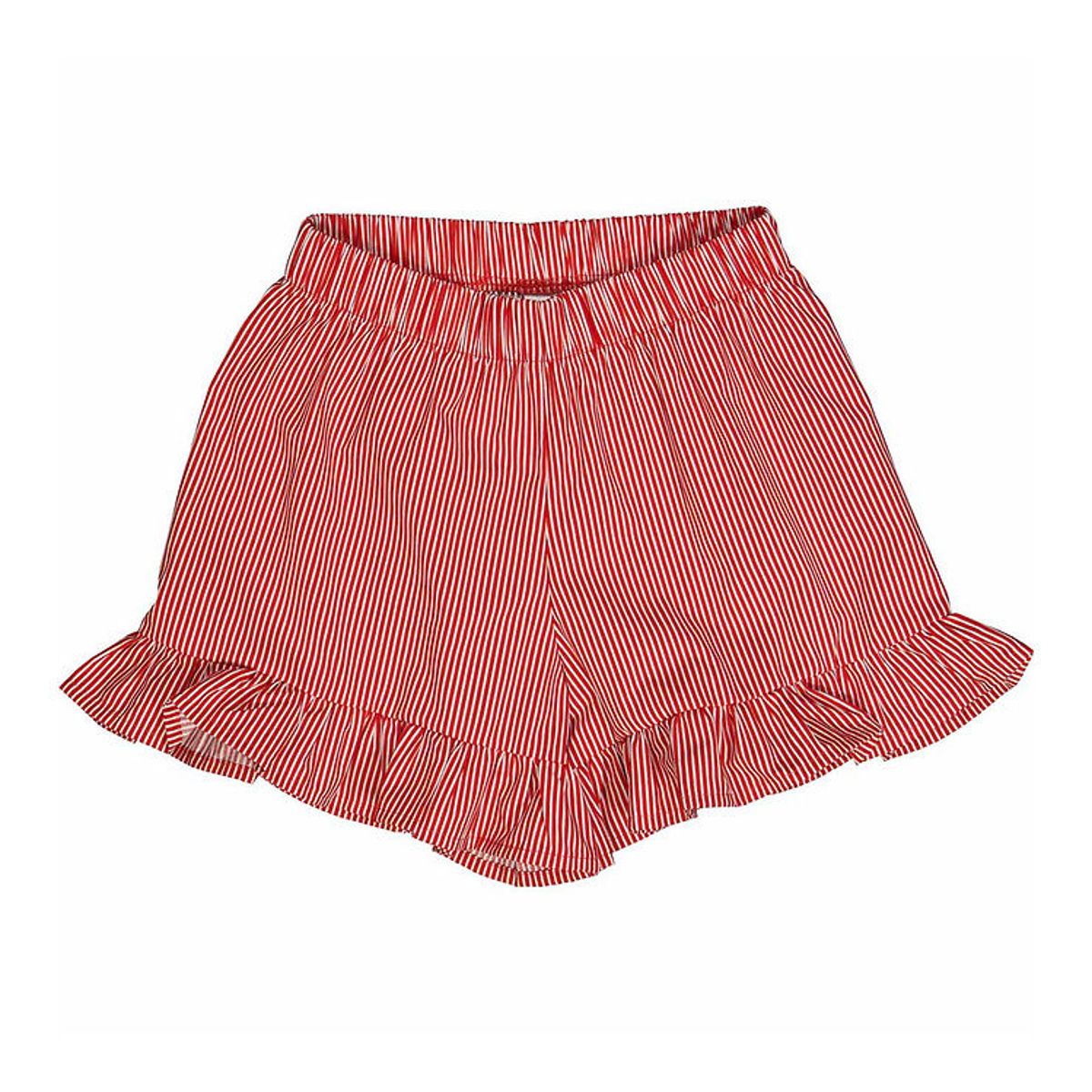 Müsli Shorts - Poplin Stripe Frill - Balsam Cream/Apple Red