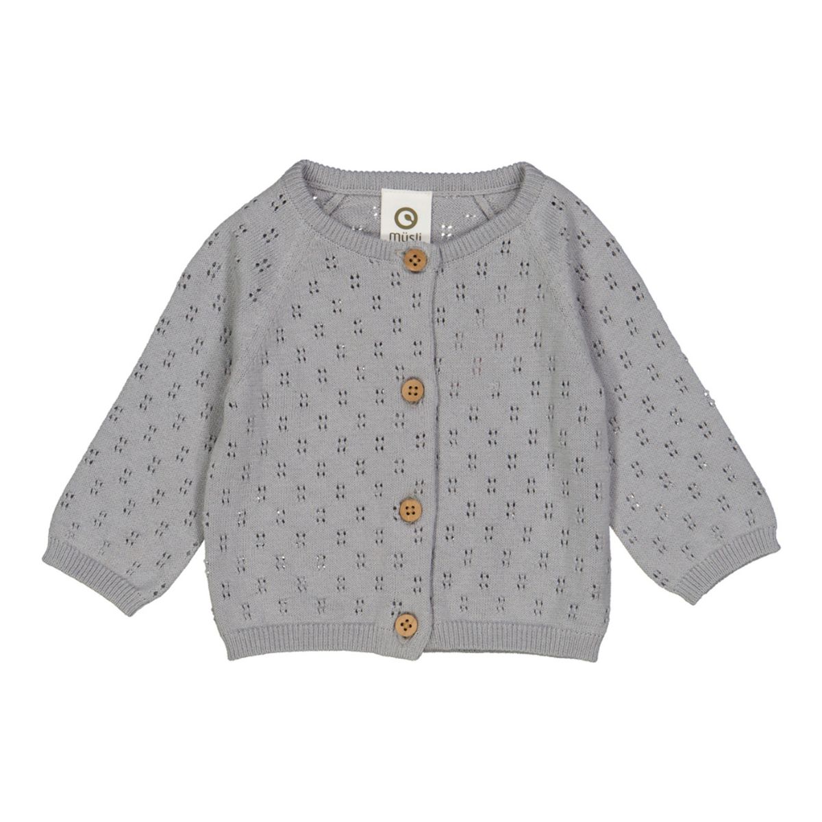 Müsli Strik Pointelle Cardigan Baby - Müsli - Cardigan - GladeRollinger.dk