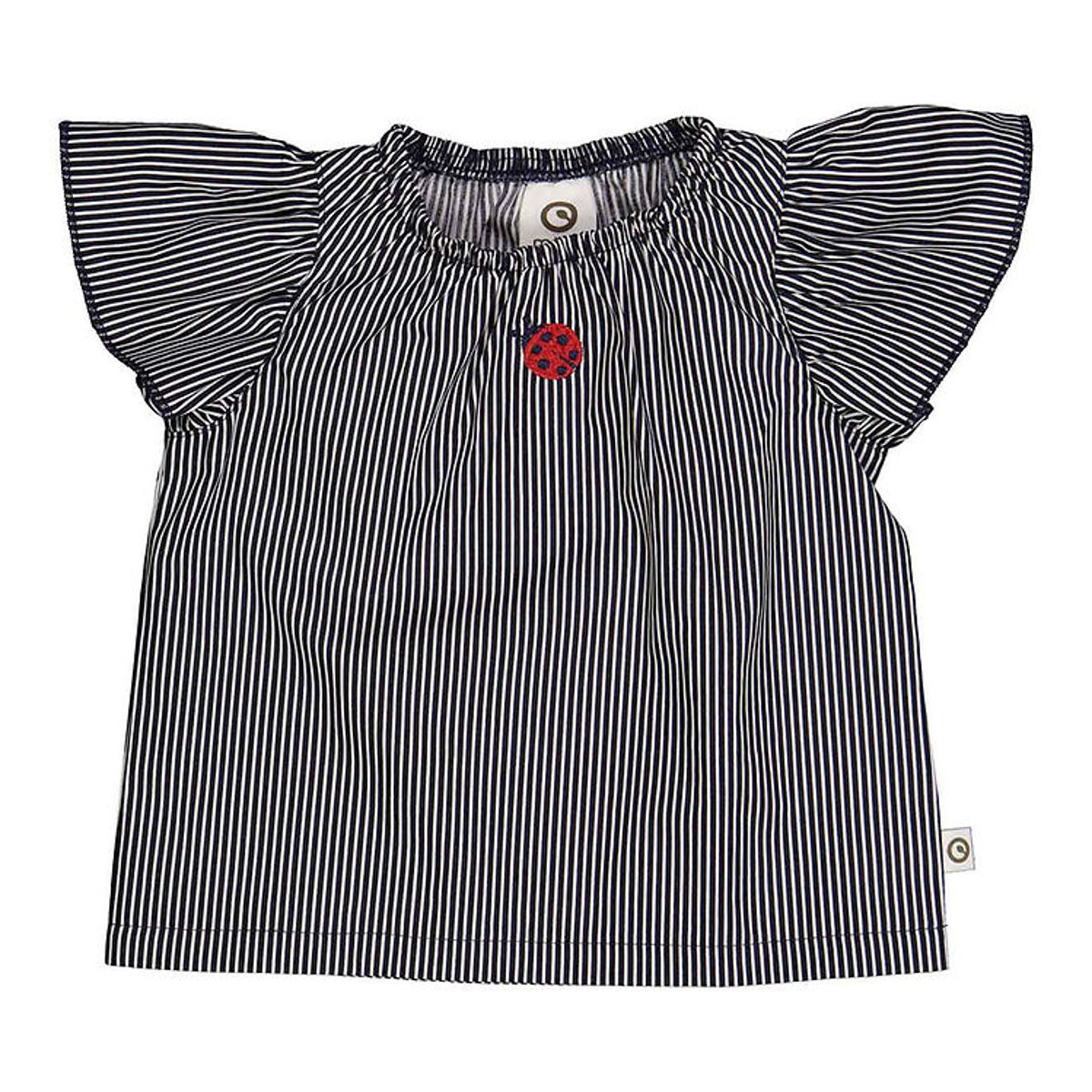 Müsli T-shirt - Poplin Stripe Frill - Balsam Cream/Night Blue