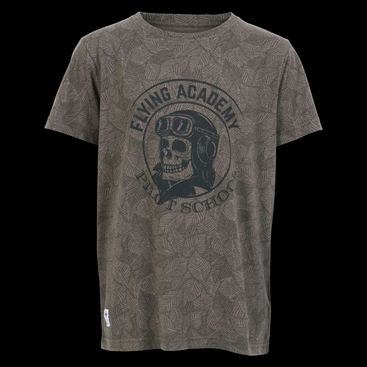 N.O.H.R. Drenge T-shirt - Asphalt AOP Leaves - 134/140