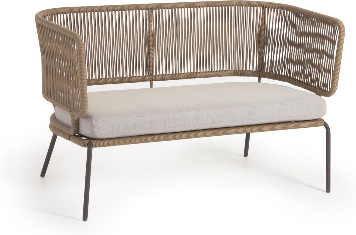 Nadin, Udendørs 2-personers sofa, beige, metal