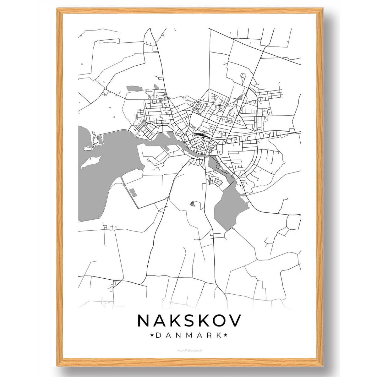 Nakskov by plakat - hvid (Størrelse: L - 50x70cm (B2))