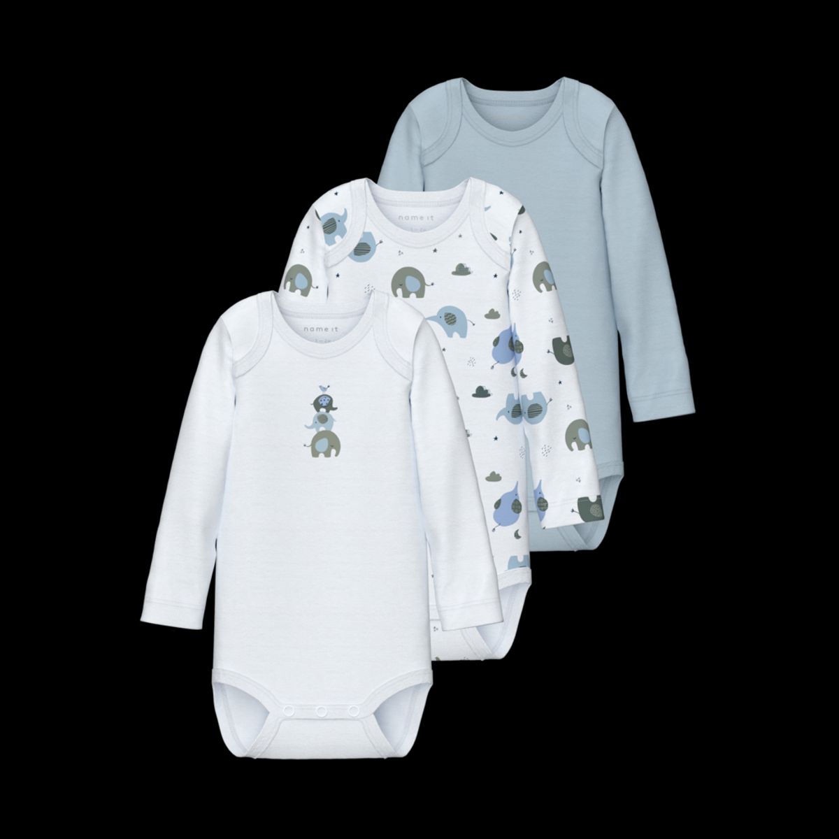 NAME IT 3-Pak Body Langærmet Baby Blue