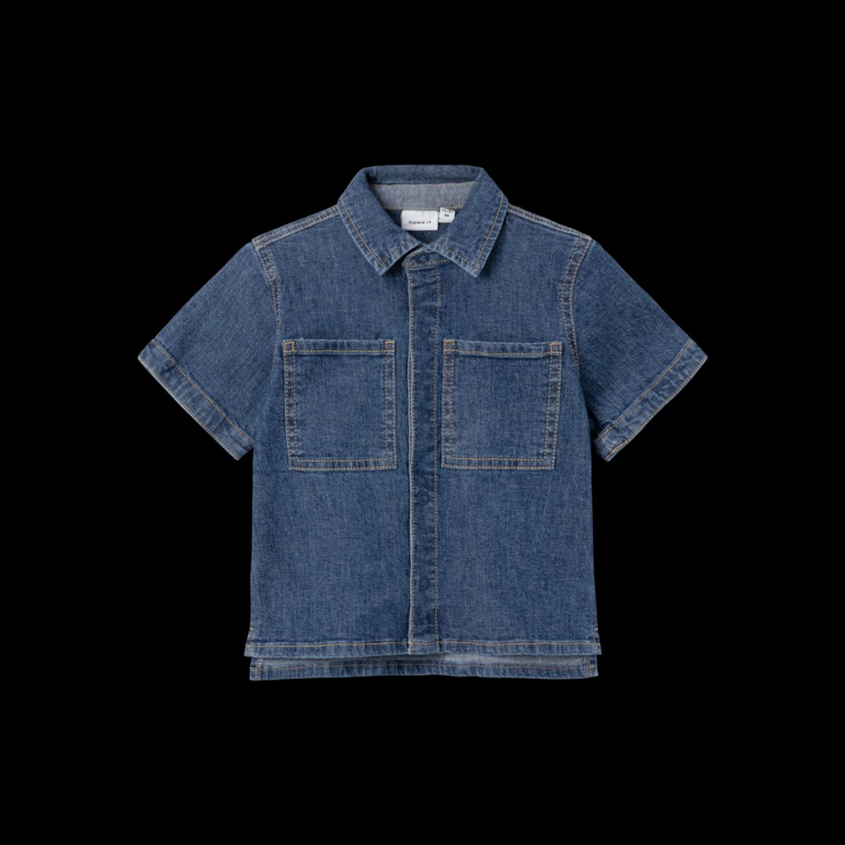 NAME IT Kortærmet Denim Skjorte Peter Dark Blue Denim