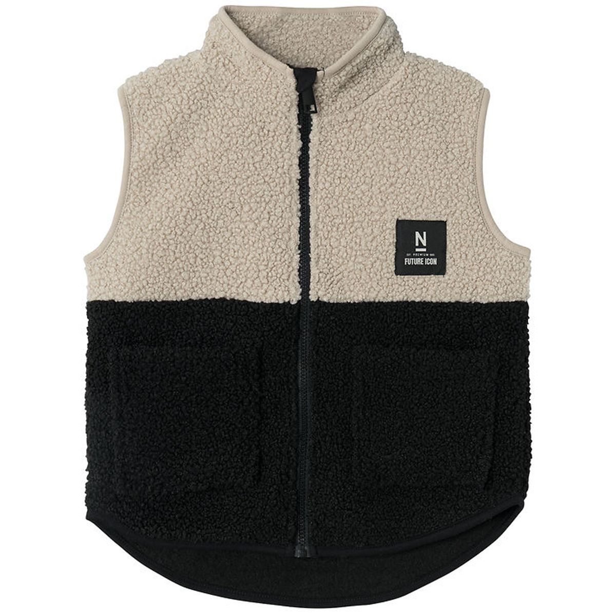 Name It Vest - NkmLaket Teddy - Black/Pure Cashmere