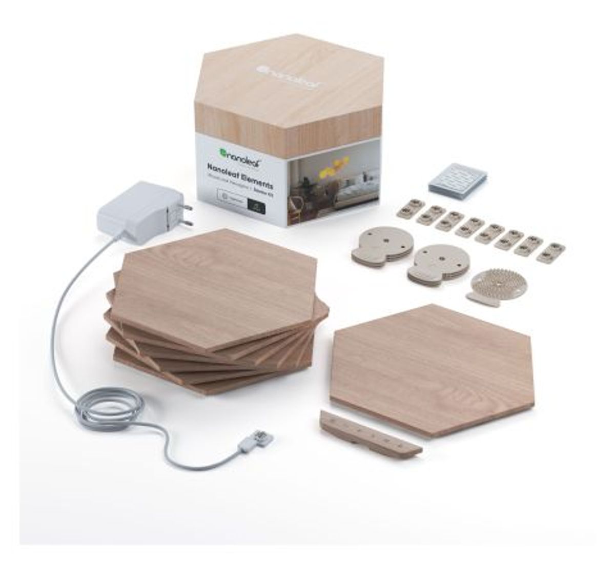 Nanoleaf - Elements - Wood Look Hexagons Starter Kit- 7 Panels