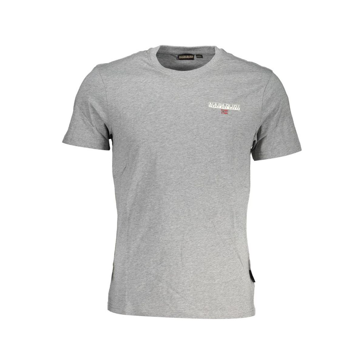 Napapijri Classic Gray Cotton Tee with Signature Print