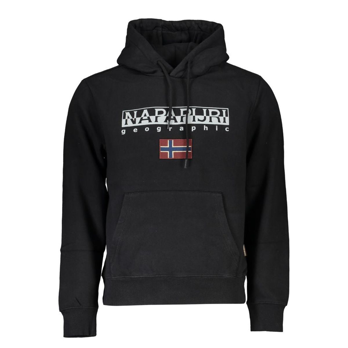 Napapijri Sleek Black Hooded Sweatshirt with Logo