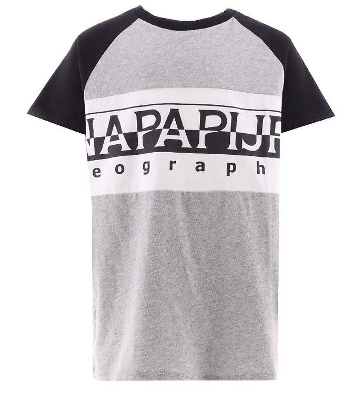 Napapijri T-shirt - Gråmeleret m. Sort/Hvid