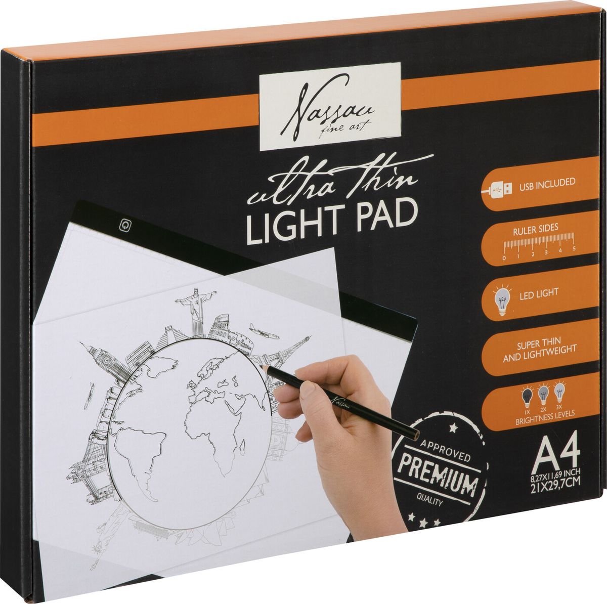 Nassau Fine Art - Tegneplade Med Led Lys - A4 - Ultra Thin Light Pad