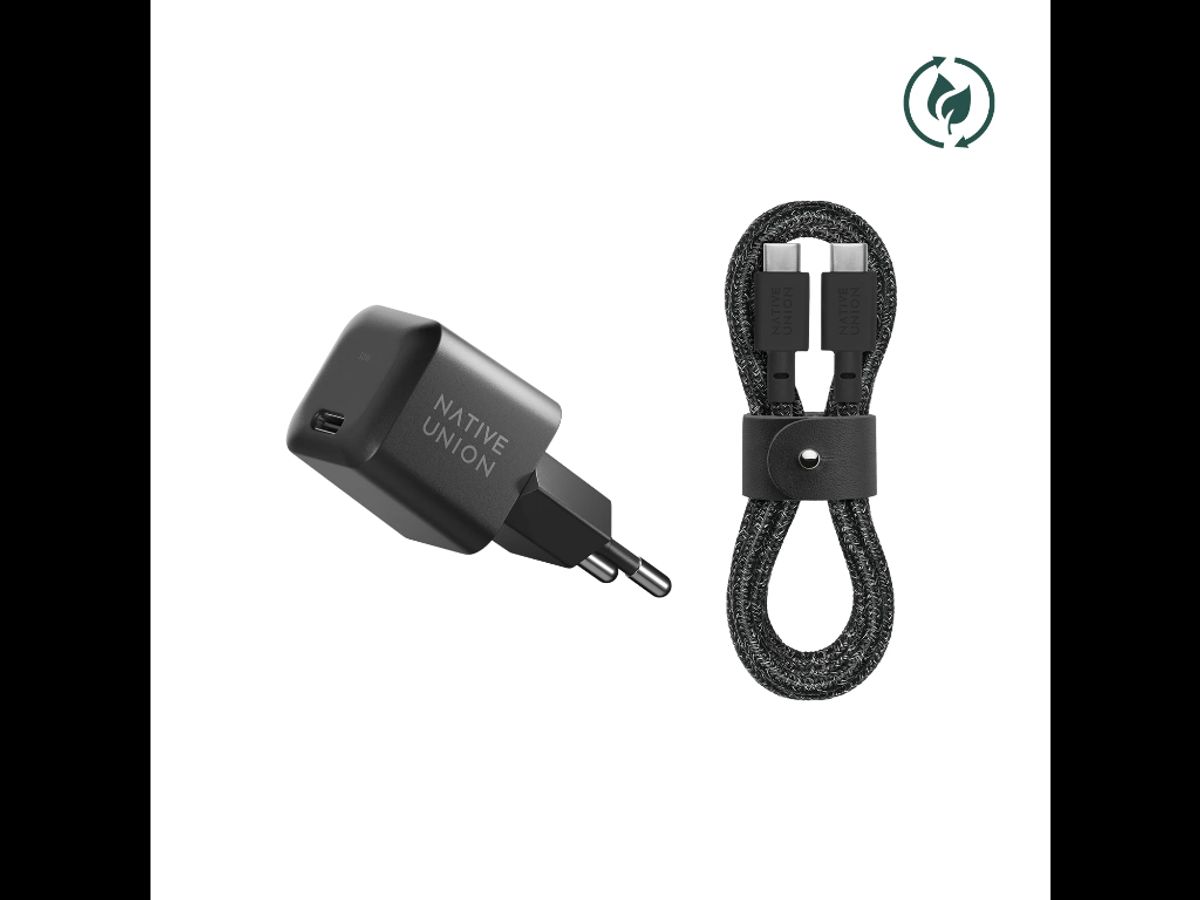 Native Union Fast GAN Charger 30W Black/c-c Cable Cosmos-eu Bundle