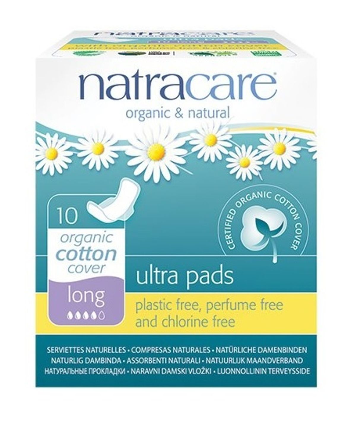 Natracare long ultra bind med vinger indpakket enkeltvis 10 stk.