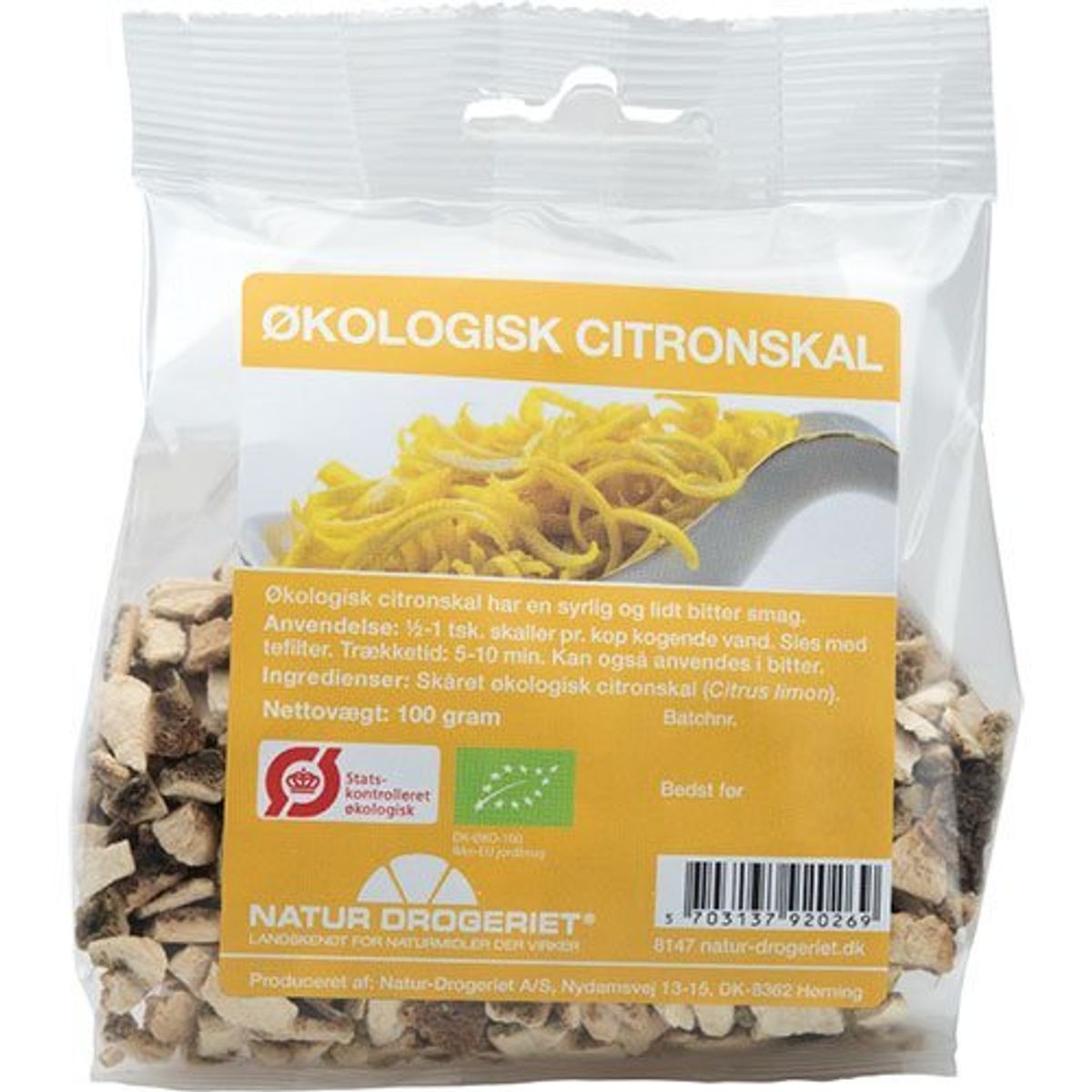 Natur-Drogeriet Citronskal tørret Ø, 100g.