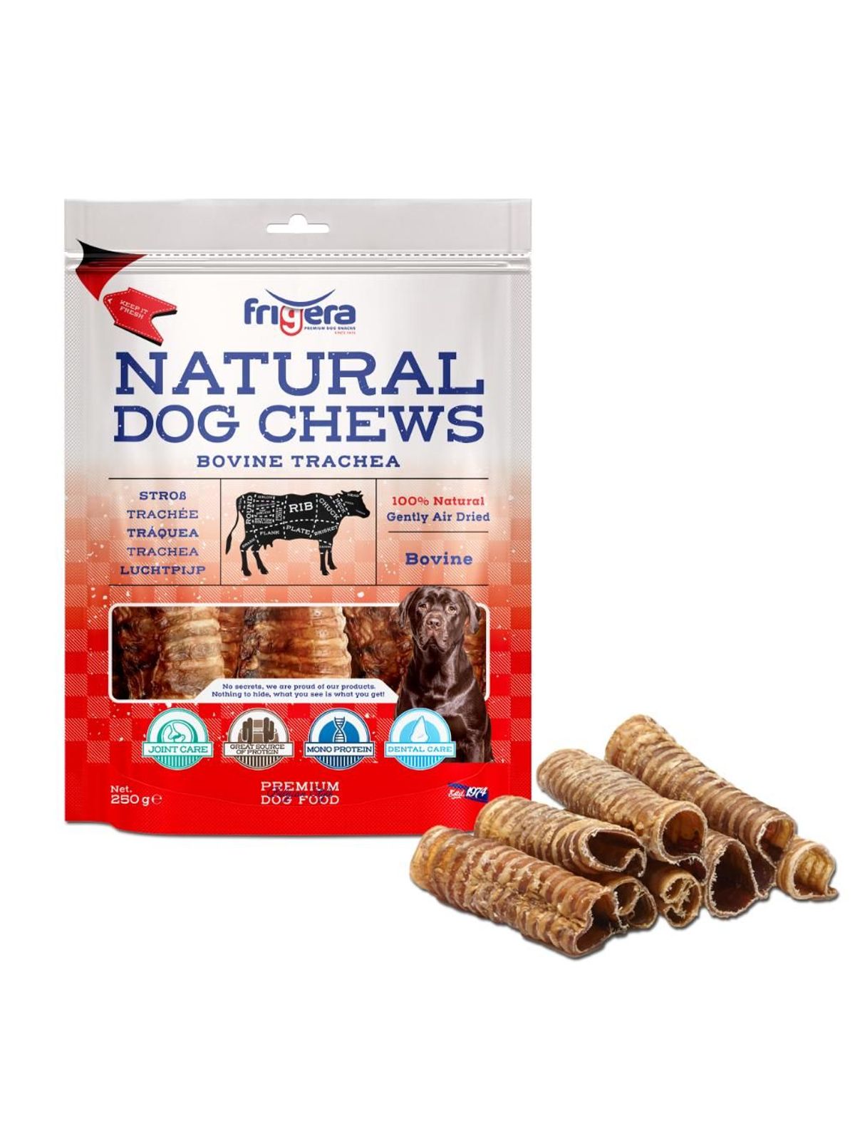 Natural Dog Chews Okseluftrør 250g