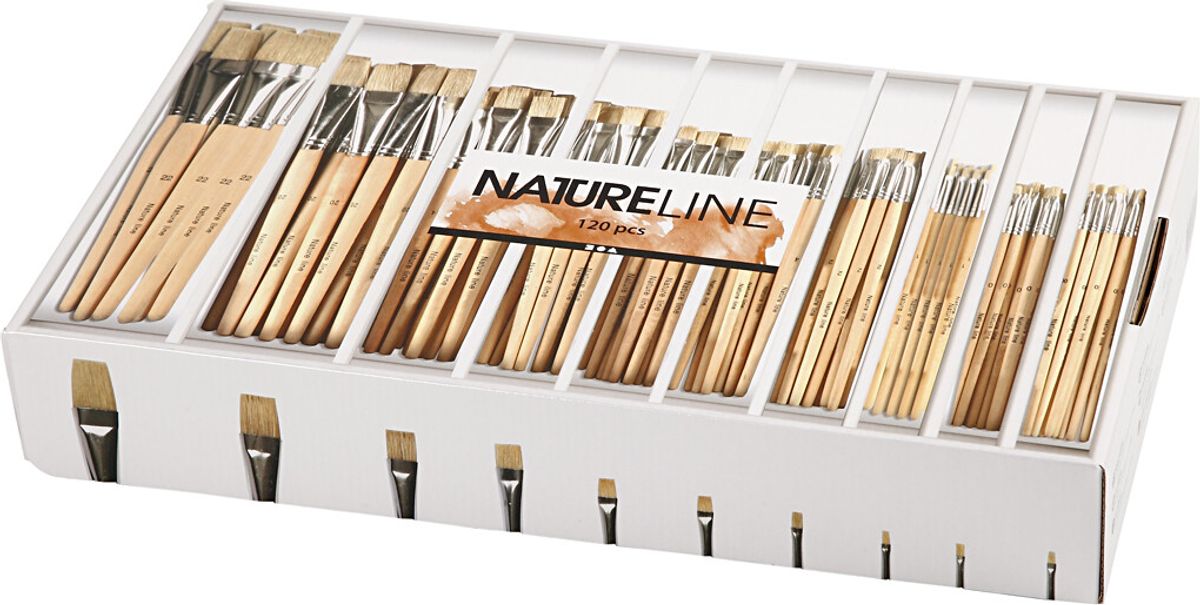 Nature Line Pensler - Nr. 00+0+1+2+4+8+12+14+20+22 - L 17,5-20,5 Cm - B 3-22 Mm - Flad - 10x12 Stk.